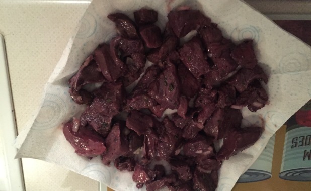 Venison Chunks ready for browning