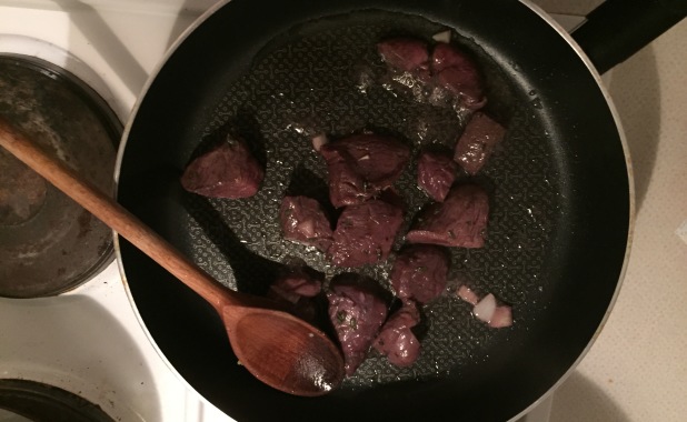 Browning the venison